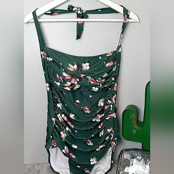 Womens Size XL Tummy Control Swimwear Halter One Piece Slimming Retro Swimsuit - Picture 7 of 10